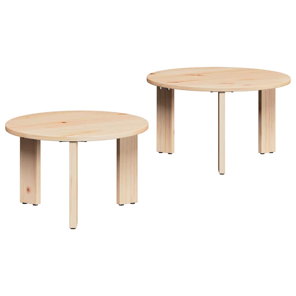 Couchtisch 2 pcs Natur 47,5 x 47,5 x 27 cm Massivholz Kiefer
